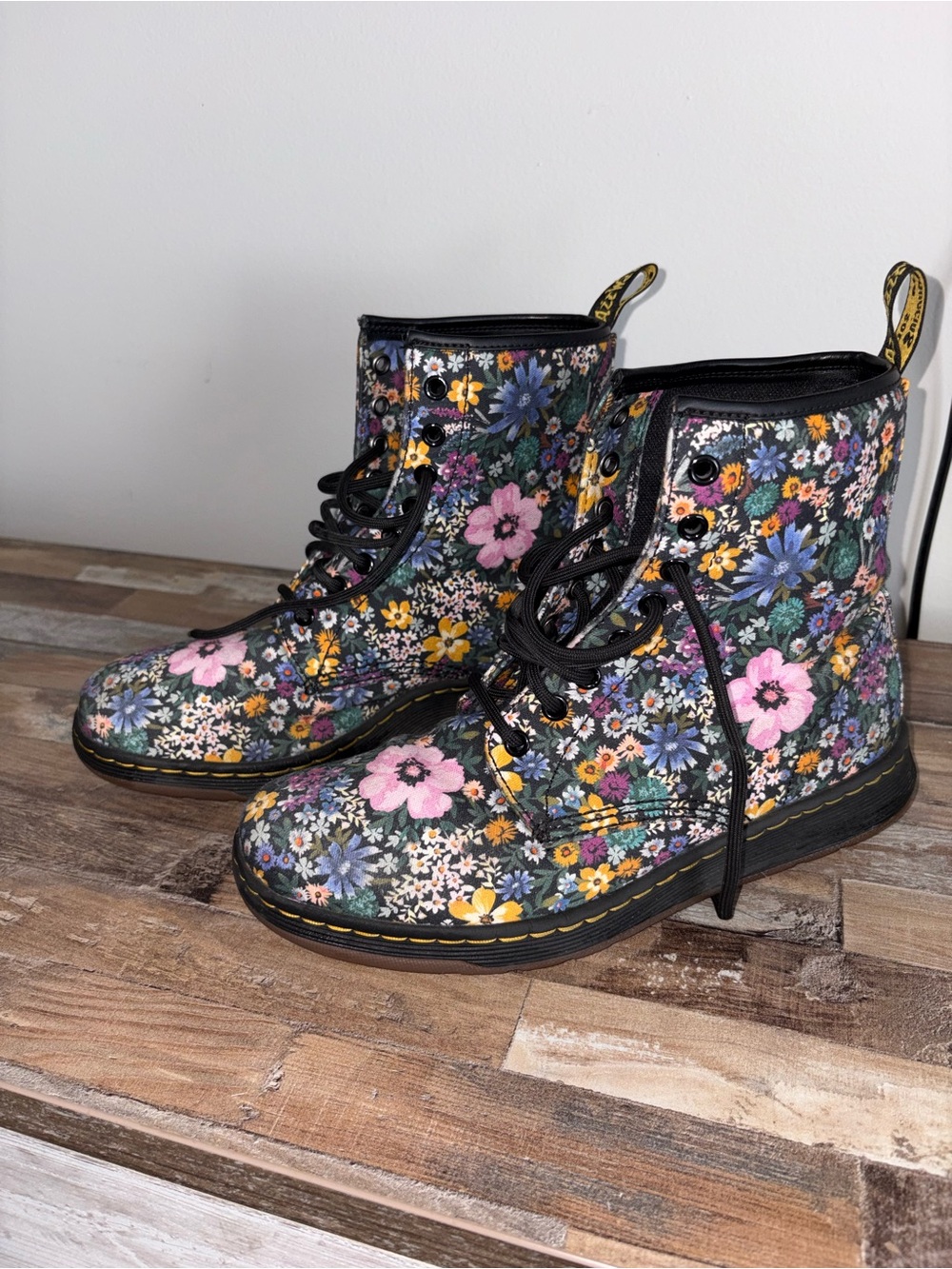 Dr. Martens Women's Pascal WL Floral Lace-Up Ankle Boots in Black Multi